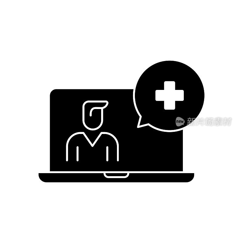 在线医疗服务固体图标设计与可编辑的笔画。适用于信息图表，网页，移动应用程序，UI, UX和GUI设计。